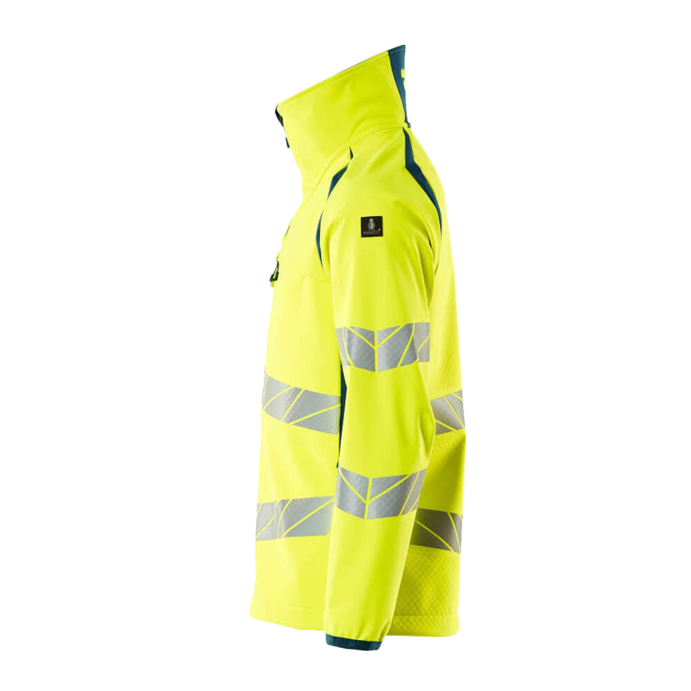 Hi Vis Yellow-Dark Petroleum - Side - Mascot Mens Accelerate Safe Hi-Vis Soft Shell Jacket