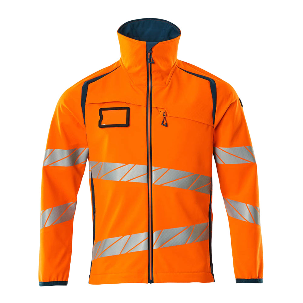Hi Vis Orange-Dark Petroleum - Front - Mascot Mens Accelerate Safe Hi-Vis Soft Shell Jacket