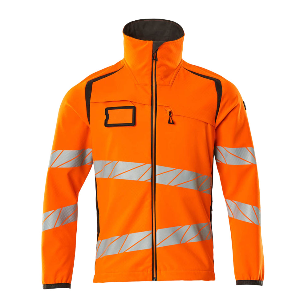 Hi Vis Orange-Dark Anthracite - Front - Mascot Mens Accelerate Safe Hi-Vis Soft Shell Jacket