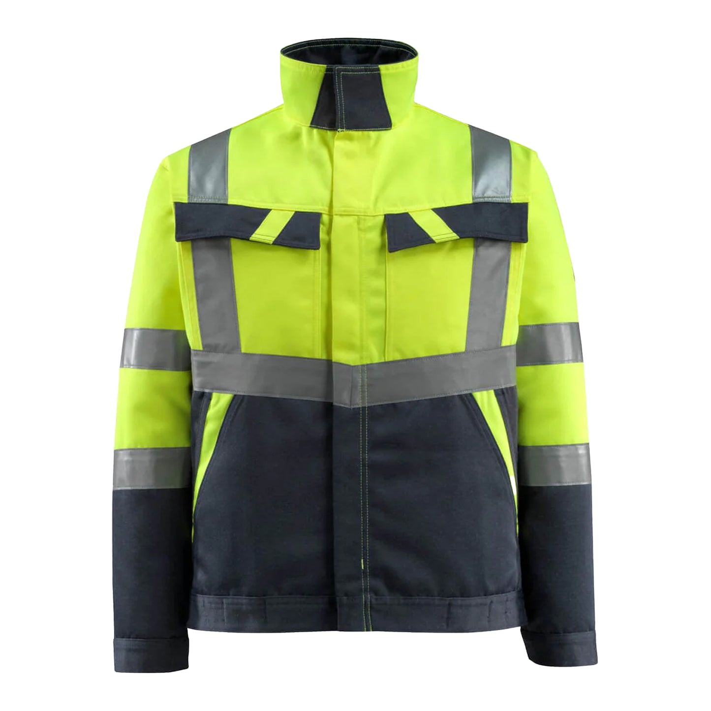 Hi Vis Yellow-Dark Navy - Front - Mascot Mens Safe Light Forster Hi-Vis Jacket