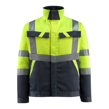 Hi Vis Yellow-Dark Navy - Front - Mascot Mens Safe Light Forster Hi-Vis Jacket