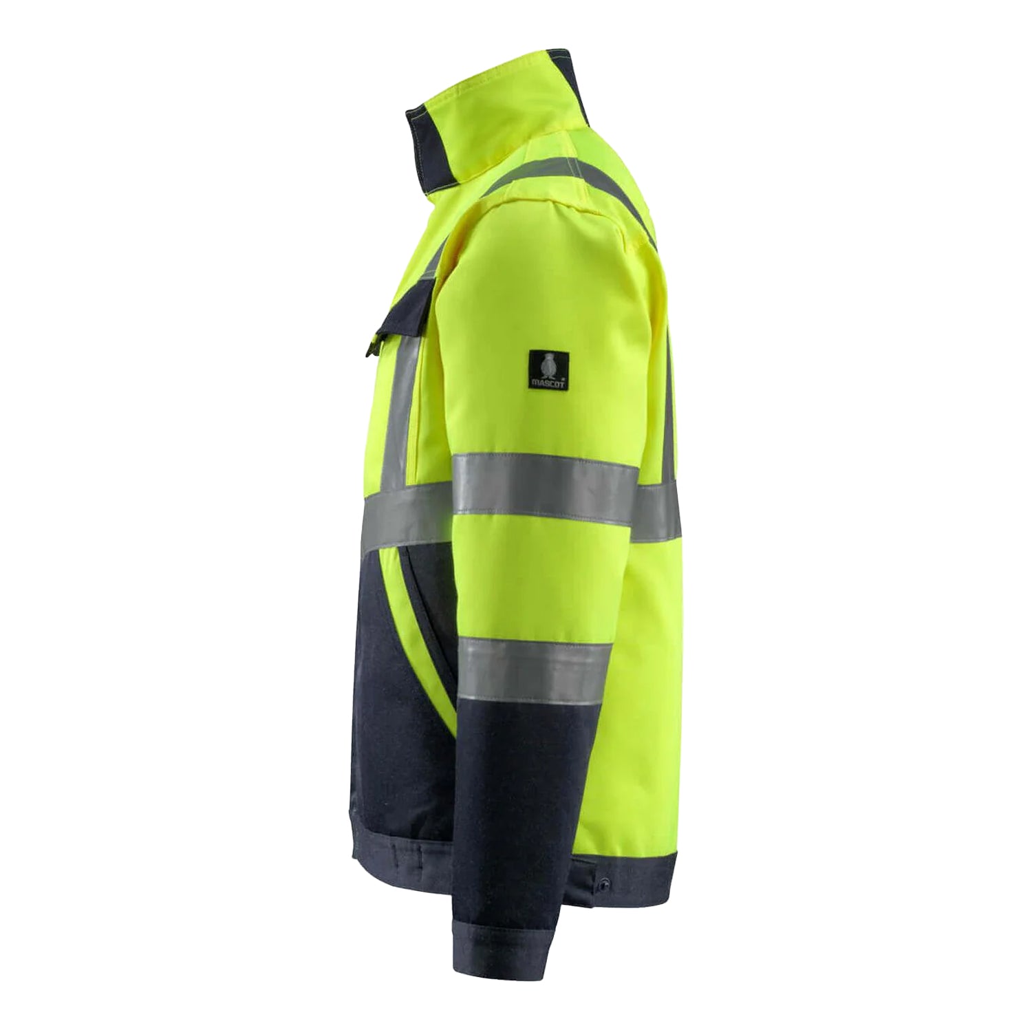 Hi Vis Yellow-Dark Navy - Back - Mascot Mens Safe Light Forster Hi-Vis Jacket
