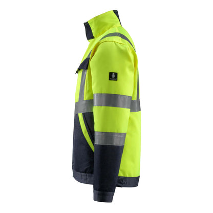 Hi Vis Yellow-Dark Navy - Back - Mascot Mens Safe Light Forster Hi-Vis Jacket
