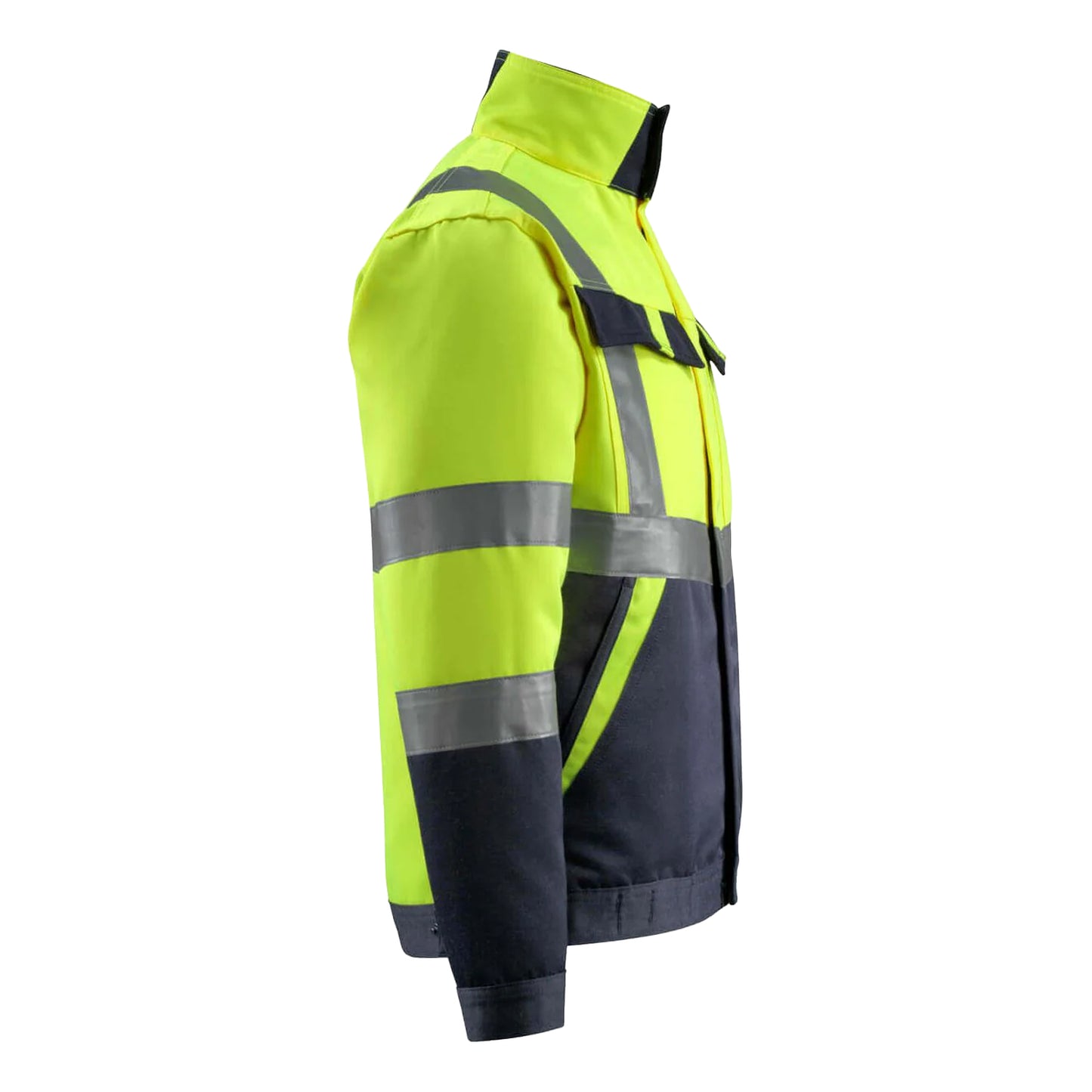 Hi Vis Yellow-Dark Navy - Side - Mascot Mens Safe Light Forster Hi-Vis Jacket
