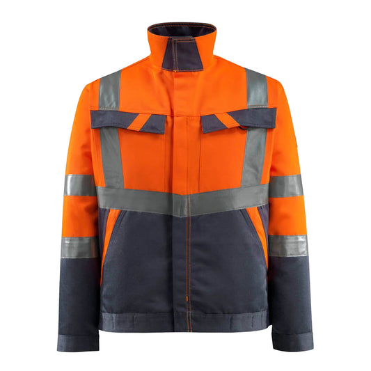 Hi Vis Orange-Dark Navy - Front - Mascot Mens Safe Light Forster Hi-Vis Jacket