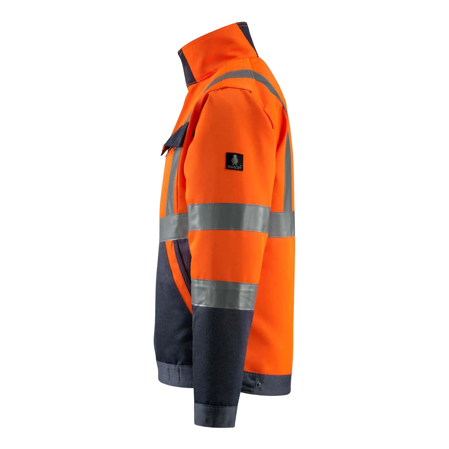 Hi Vis Orange-Dark Navy - Back - Mascot Mens Safe Light Forster Hi-Vis Jacket