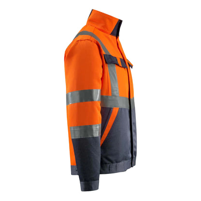 Hi Vis Orange-Dark Navy - Side - Mascot Mens Safe Light Forster Hi-Vis Jacket