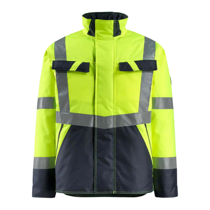 Hi Vis Yellow-Dark Navy - Front - Mascot Mens Safe Light Penrith Hi-Vis Jacket