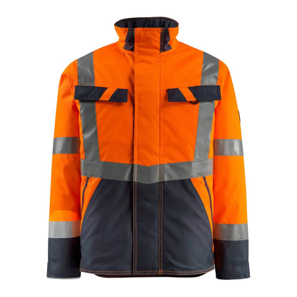 Hi Vis Orange-Dark Navy - Front - Mascot Mens Safe Light Penrith Hi-Vis Jacket