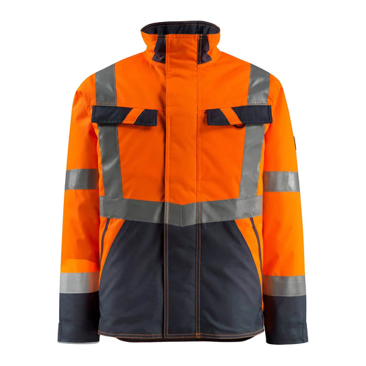 Hi Vis Orange-Dark Navy - Front - Mascot Mens Safe Light Penrith Hi-Vis Jacket