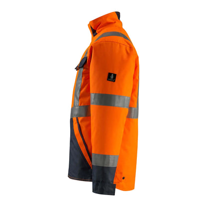 Hi Vis Orange-Dark Navy - Back - Mascot Mens Safe Light Penrith Hi-Vis Jacket