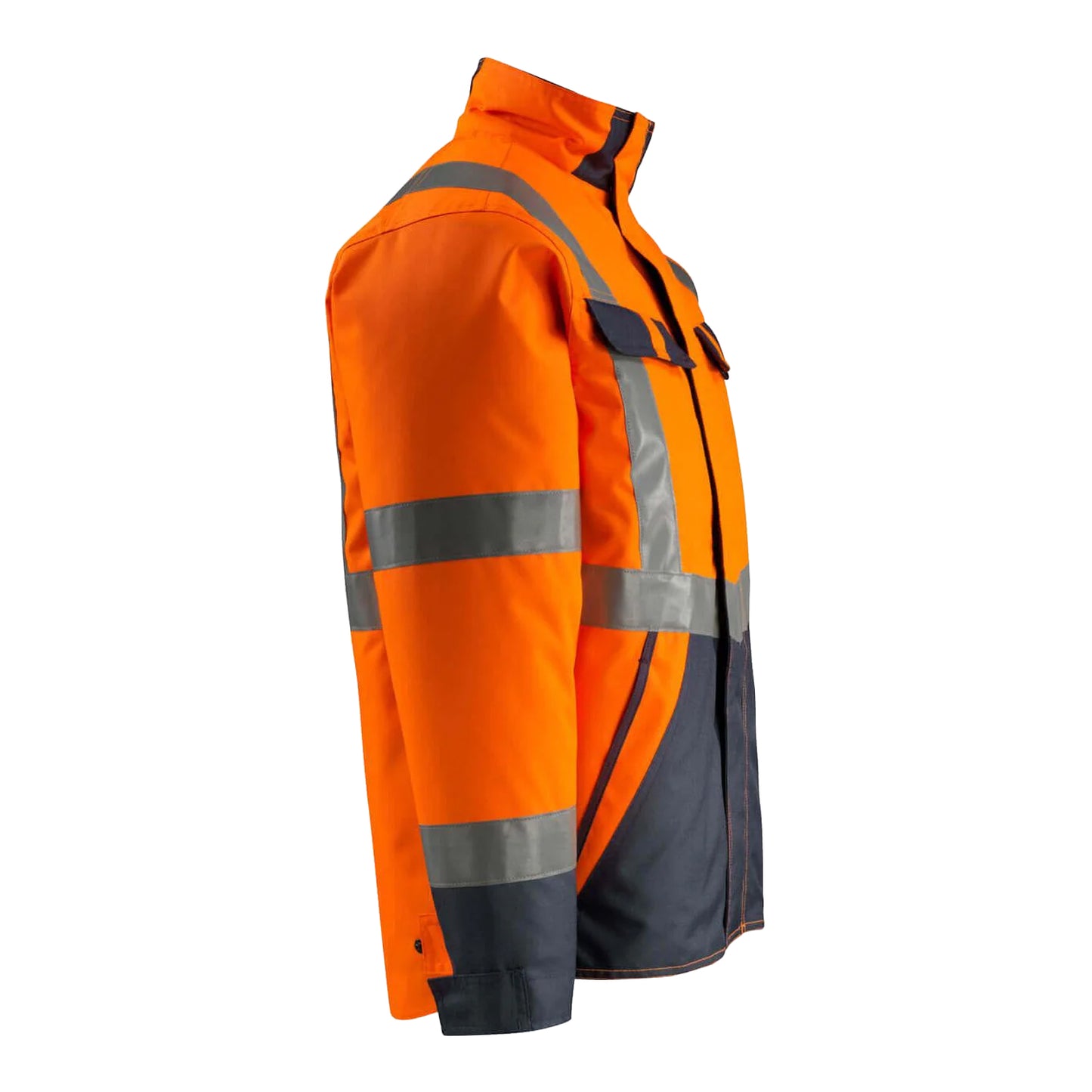 Hi Vis Orange-Dark Navy - Side - Mascot Mens Safe Light Penrith Hi-Vis Jacket