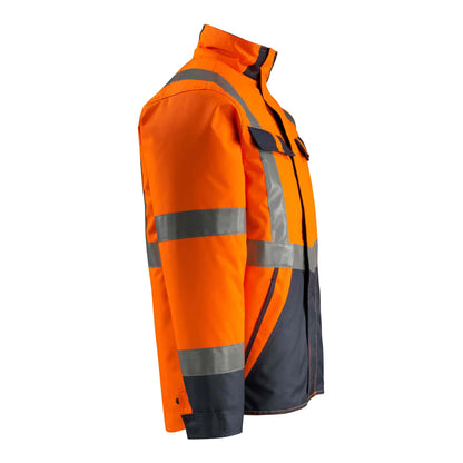 Hi Vis Orange-Dark Navy - Side - Mascot Mens Safe Light Penrith Hi-Vis Jacket