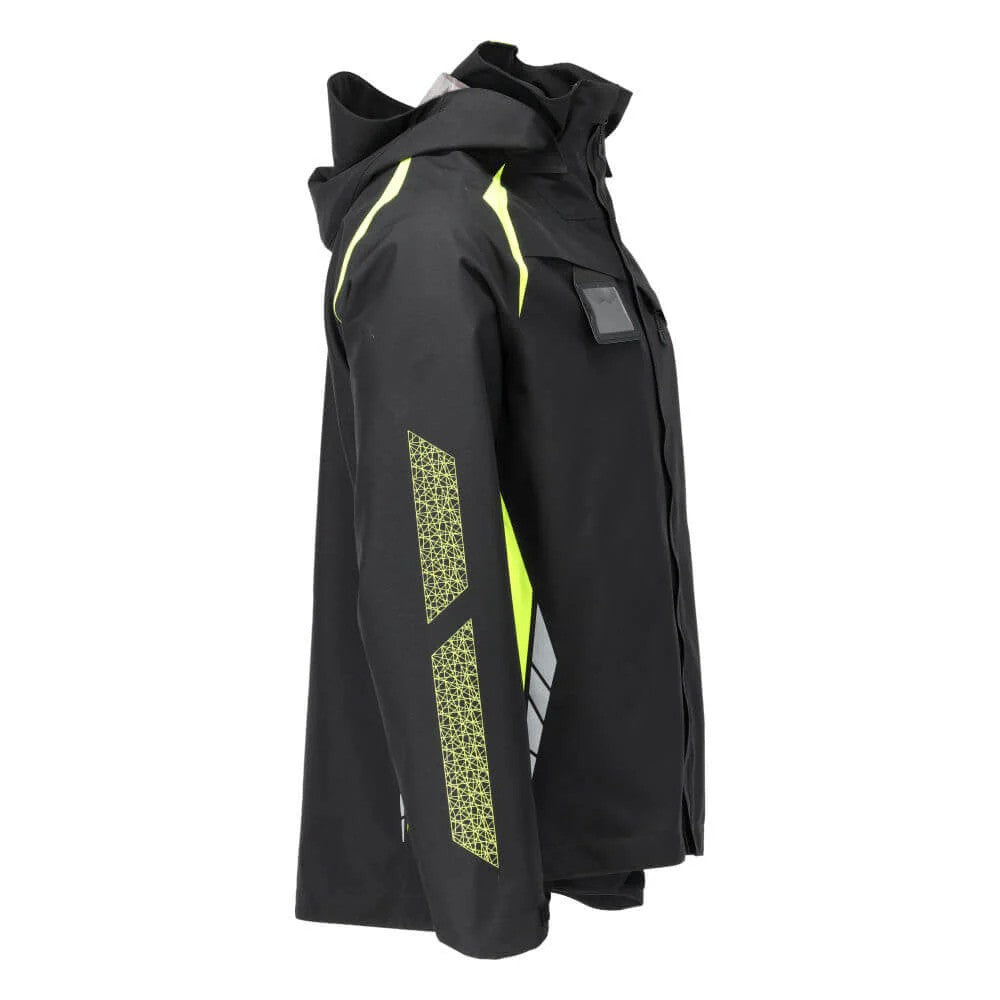 Black-Hi Vis Yellow - Back - Mascot Mens Accelerate Safe Shell Jacket