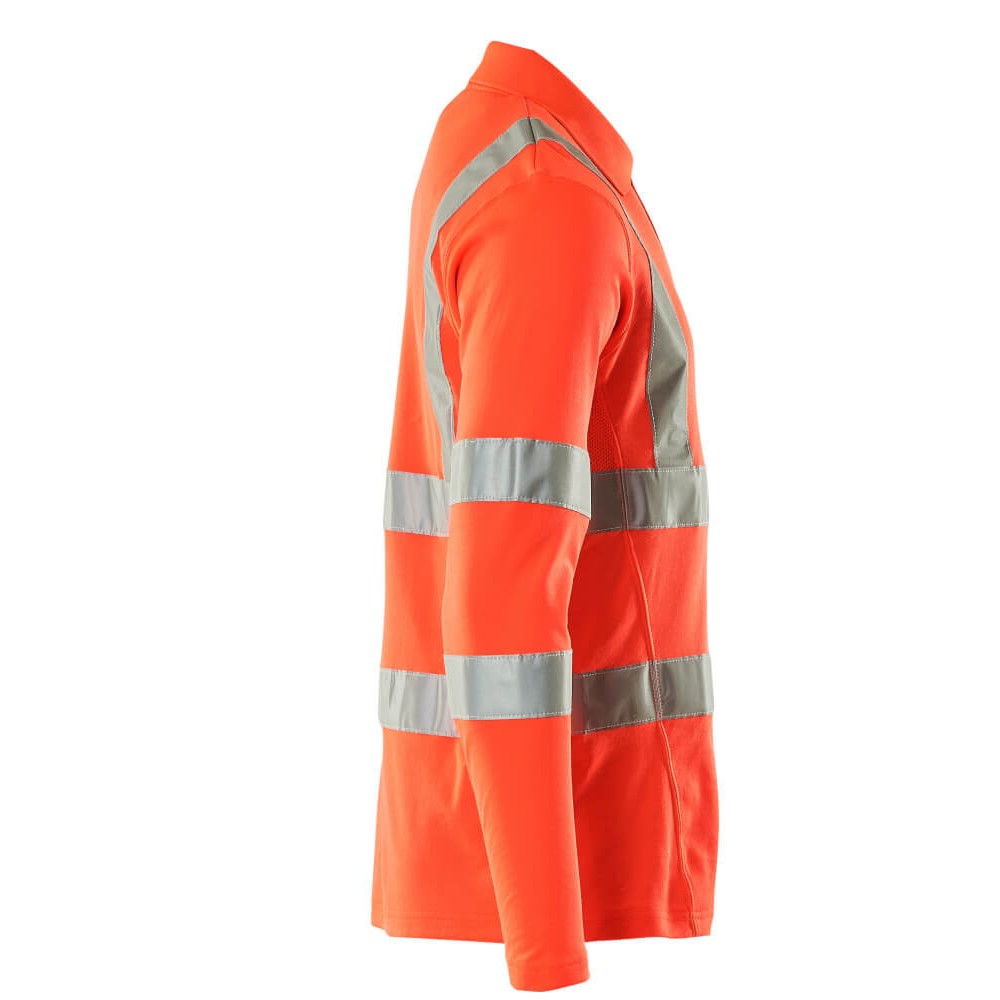 Red - Side - Mascot Mens Safe Classic Hi-Vis Long-Sleeved Polo Shirt
