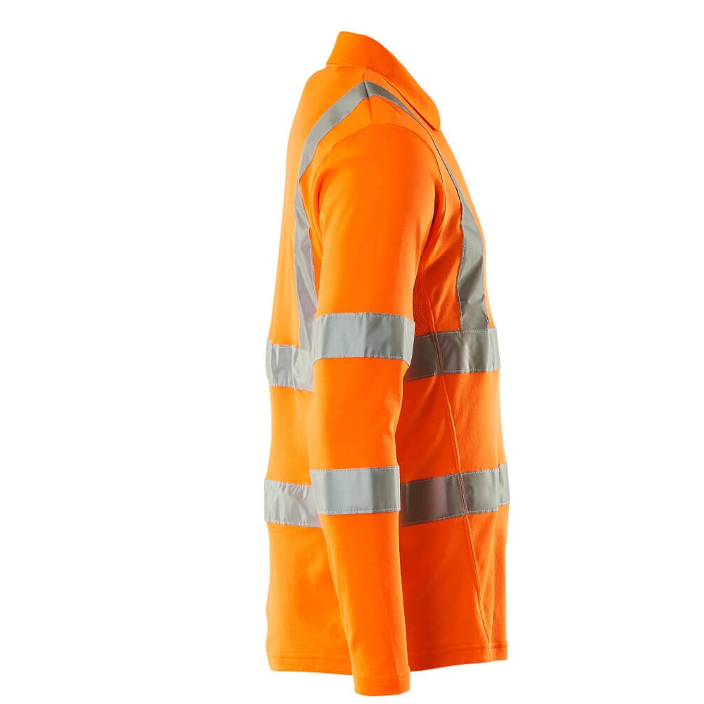 Orange - Side - Mascot Mens Safe Classic Hi-Vis Long-Sleeved Polo Shirt