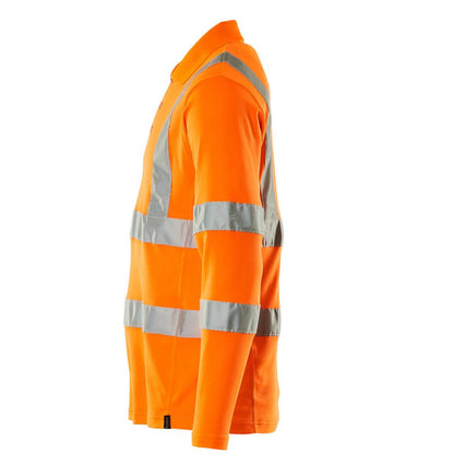 Orange - Lifestyle - Mascot Mens Safe Classic Hi-Vis Long-Sleeved Polo Shirt