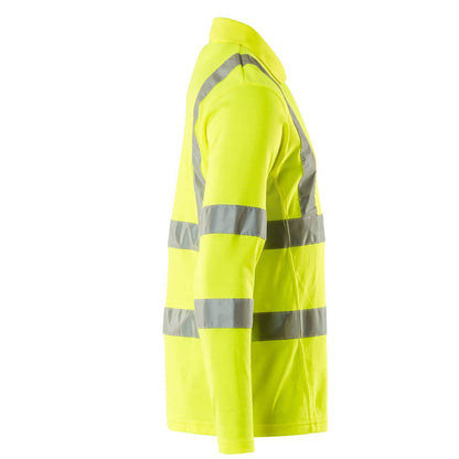 Yellow - Side - Mascot Mens Safe Classic Hi-Vis Long-Sleeved Polo Shirt