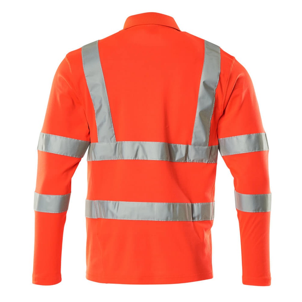 Red - Back - Mascot Mens Safe Classic Hi-Vis Long-Sleeved Polo Shirt