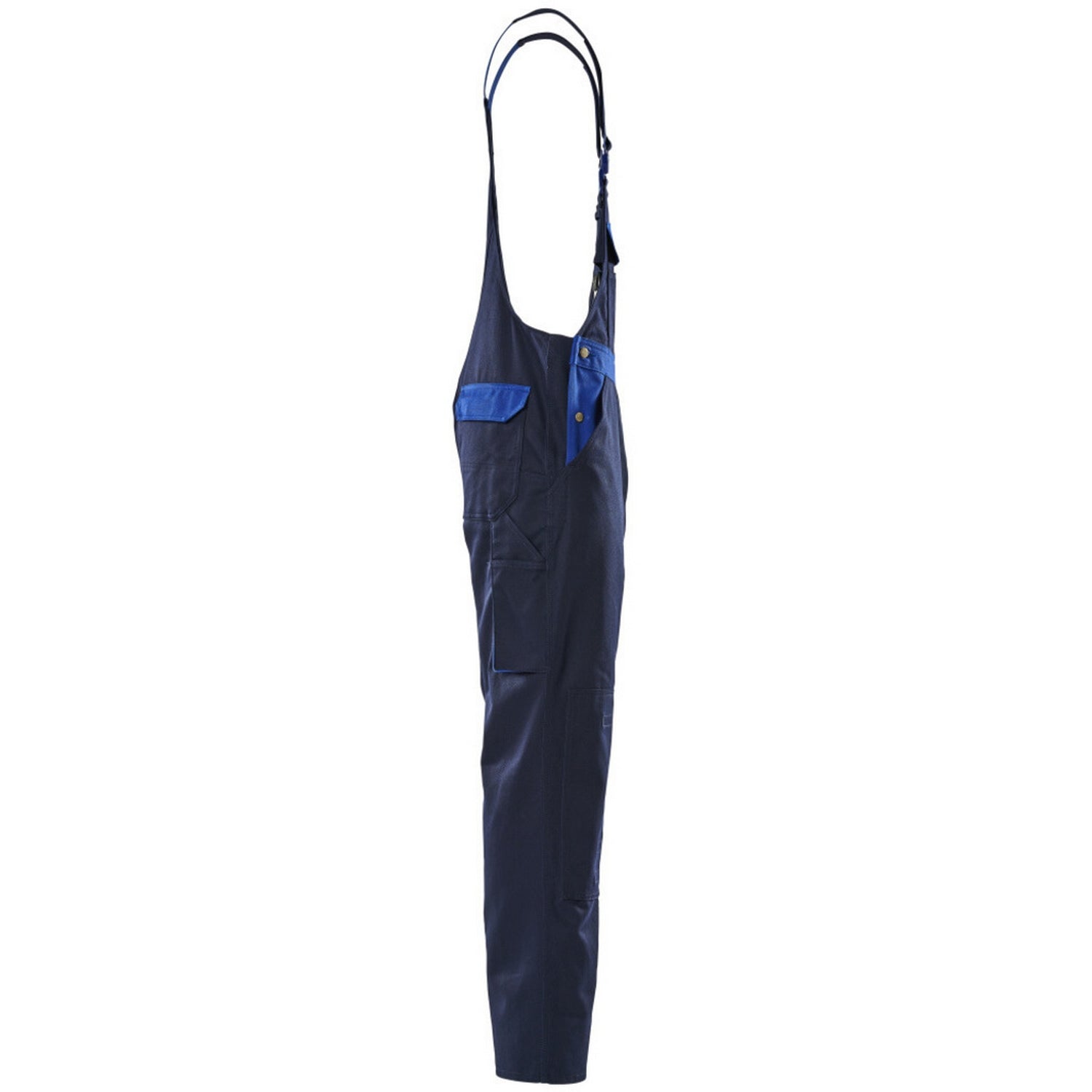 Navy-Royal Blue - Side - Mascot Mens Monza Knee Pad Pockets Bib And Brace Overall