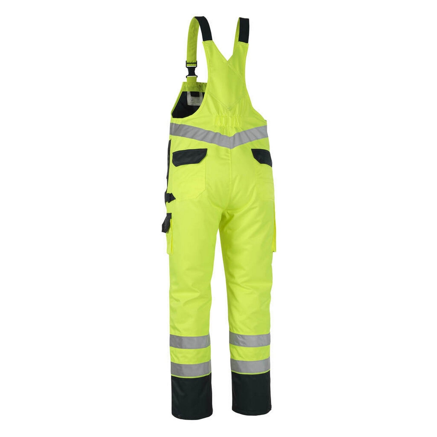 Hi Vis Yellow-Navy - Back - Mascot Mens Safe Image Mascotex Bib And Brace Trouser