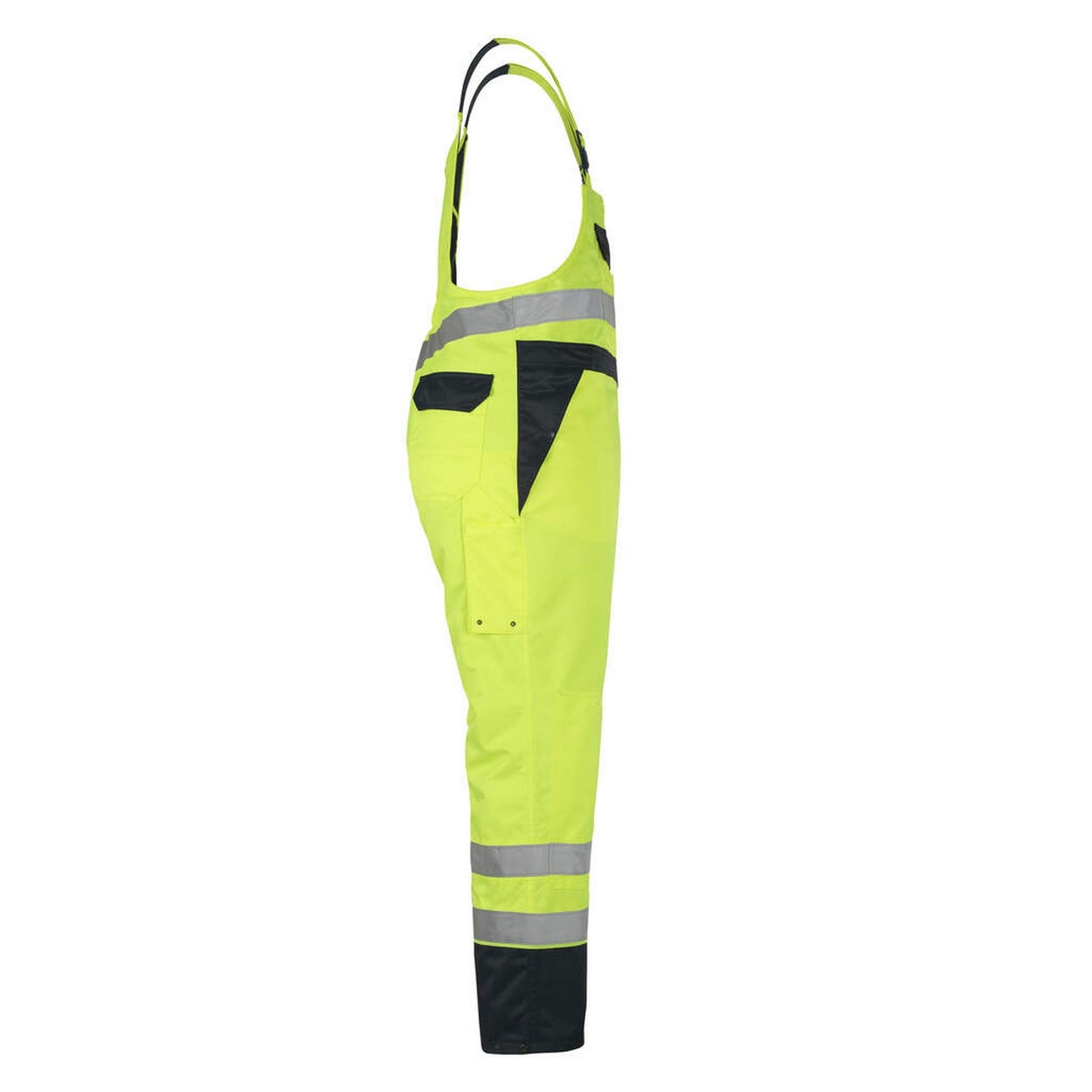 Hi Vis Yellow-Navy - Side - Mascot Mens Safe Image Mascotex Bib And Brace Trouser
