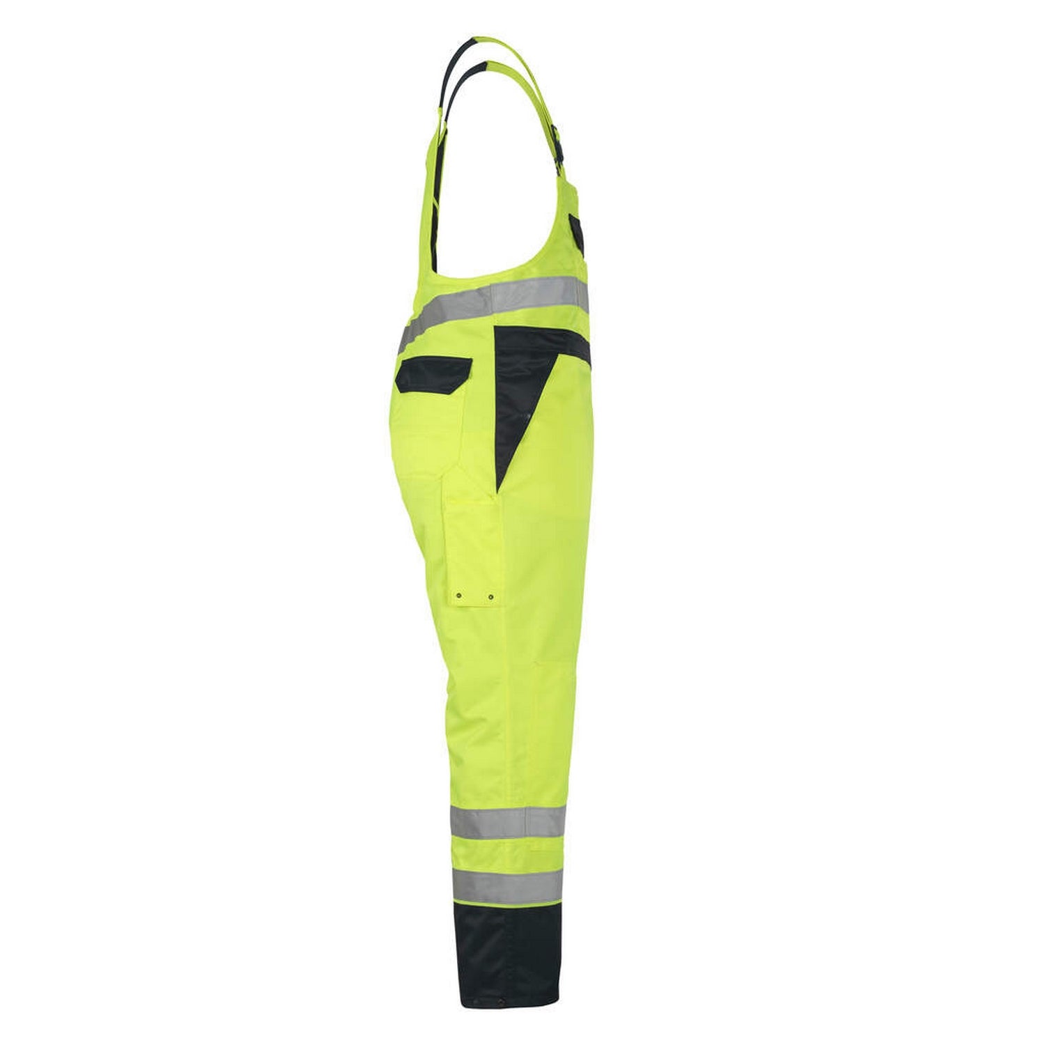 Hi Vis Yellow-Navy - Side - Mascot Mens Safe Image Mascotex Bib And Brace Trouser