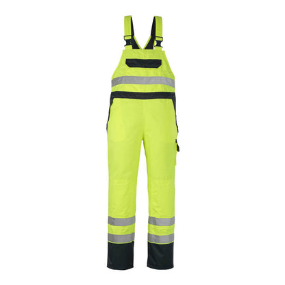 Hi Vis Yellow-Navy - Front - Mascot Mens Safe Image Mascotex Bib And Brace Trouser