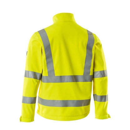 Hi Vis Yellow - Back - Mascot Mens Calgary Safe Arctic Hi-Vis Soft Shell Jacket