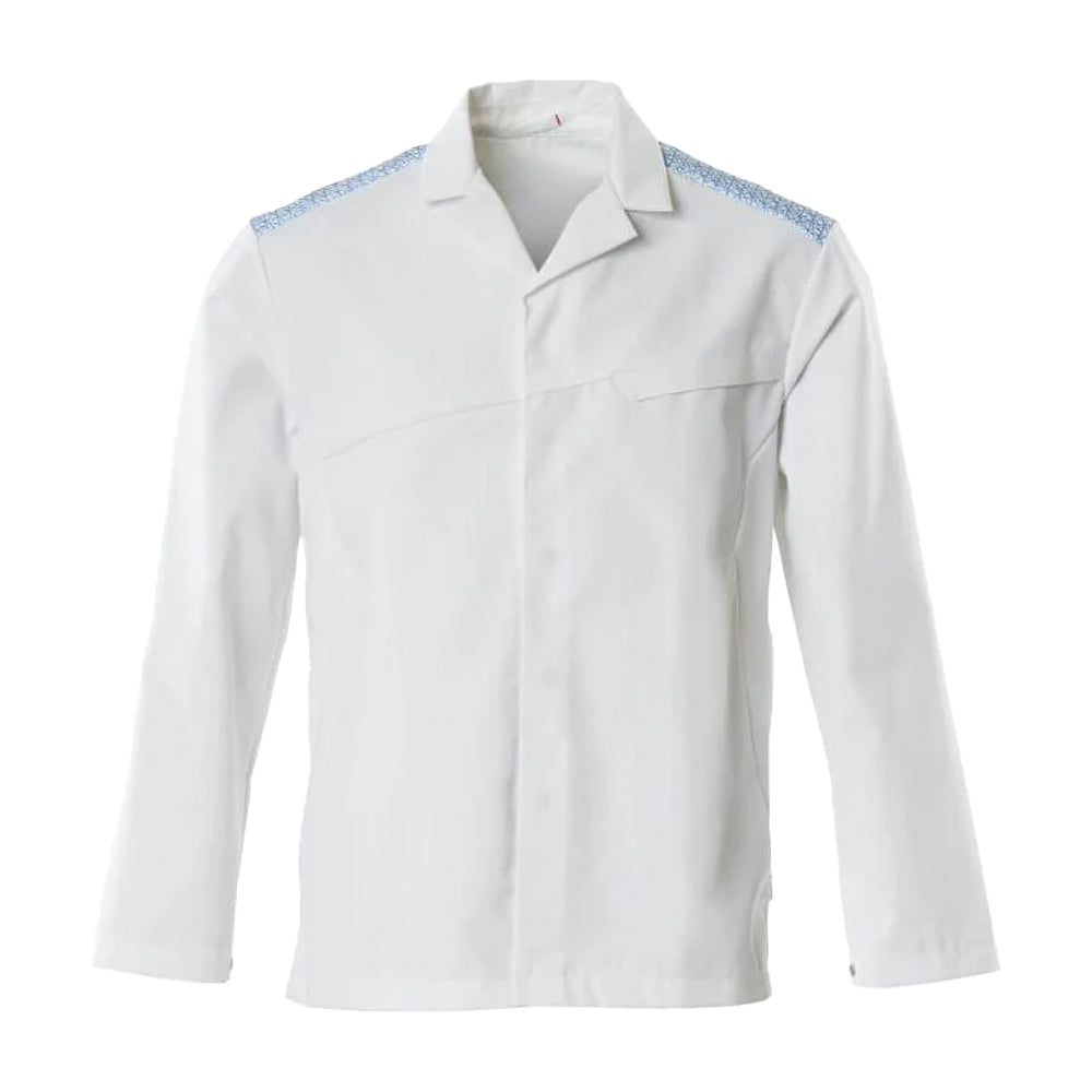 White-Azure Blue - Front - Mascot Mens Food & Care Chef Jacket