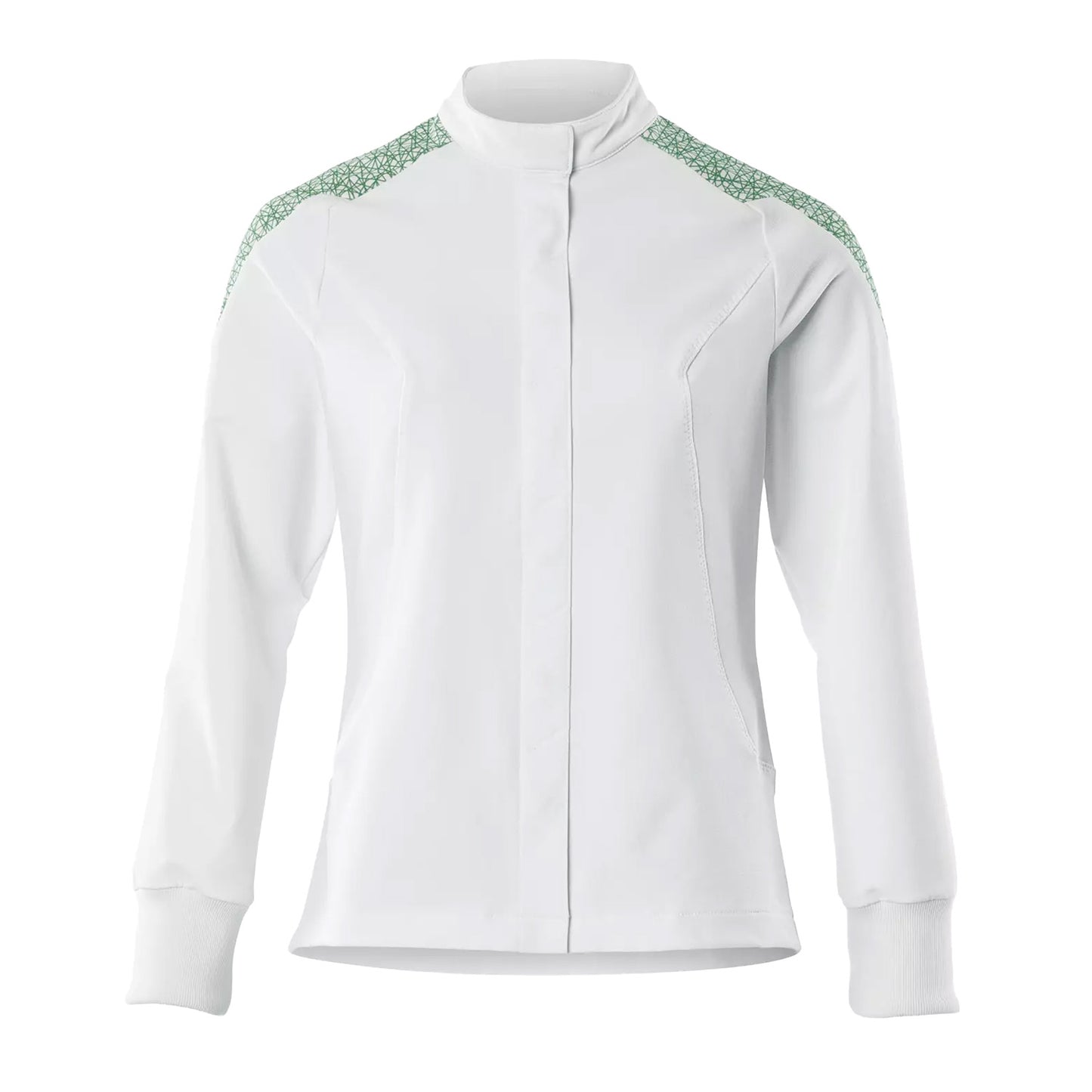 White-Grass Green - Front - Mascot Womens-Ladies Food & Care Chef Jacket