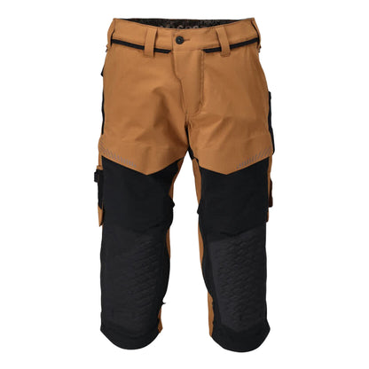 Nut Brown-Black - Front - Mascot Mens Customised Knee Pad Work Trousers