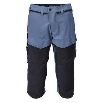 Stone Blue-Dark Navy - Front - Mascot Mens Customised Knee Pad Work Trousers