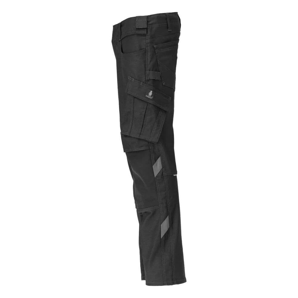 Black - Side - Mascot Mens Unique Knee Pad Pockets Work Trousers