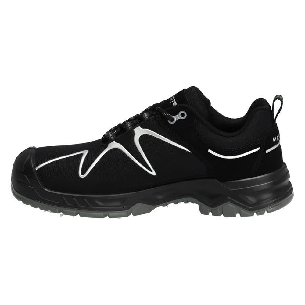 Black-Silver - Side - Mascot Womens-Ladies Footwear Flex Safety Shoes