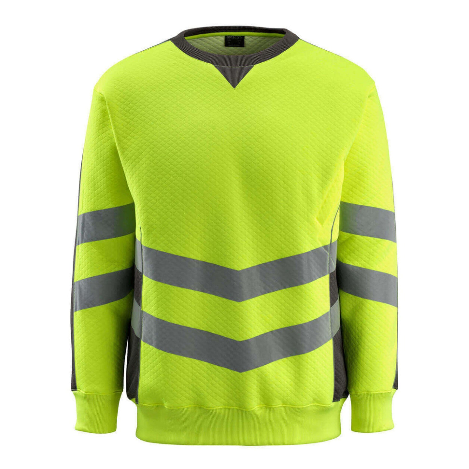 Hi Vis Yellow-Dark Anthracite - Front - Mascot Mens Safe Supreme Safety Sweatshirt