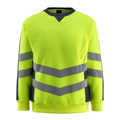 Hi Vis Yellow-Dark Navy - Front - Mascot Mens Safe Supreme Safety Sweatshirt