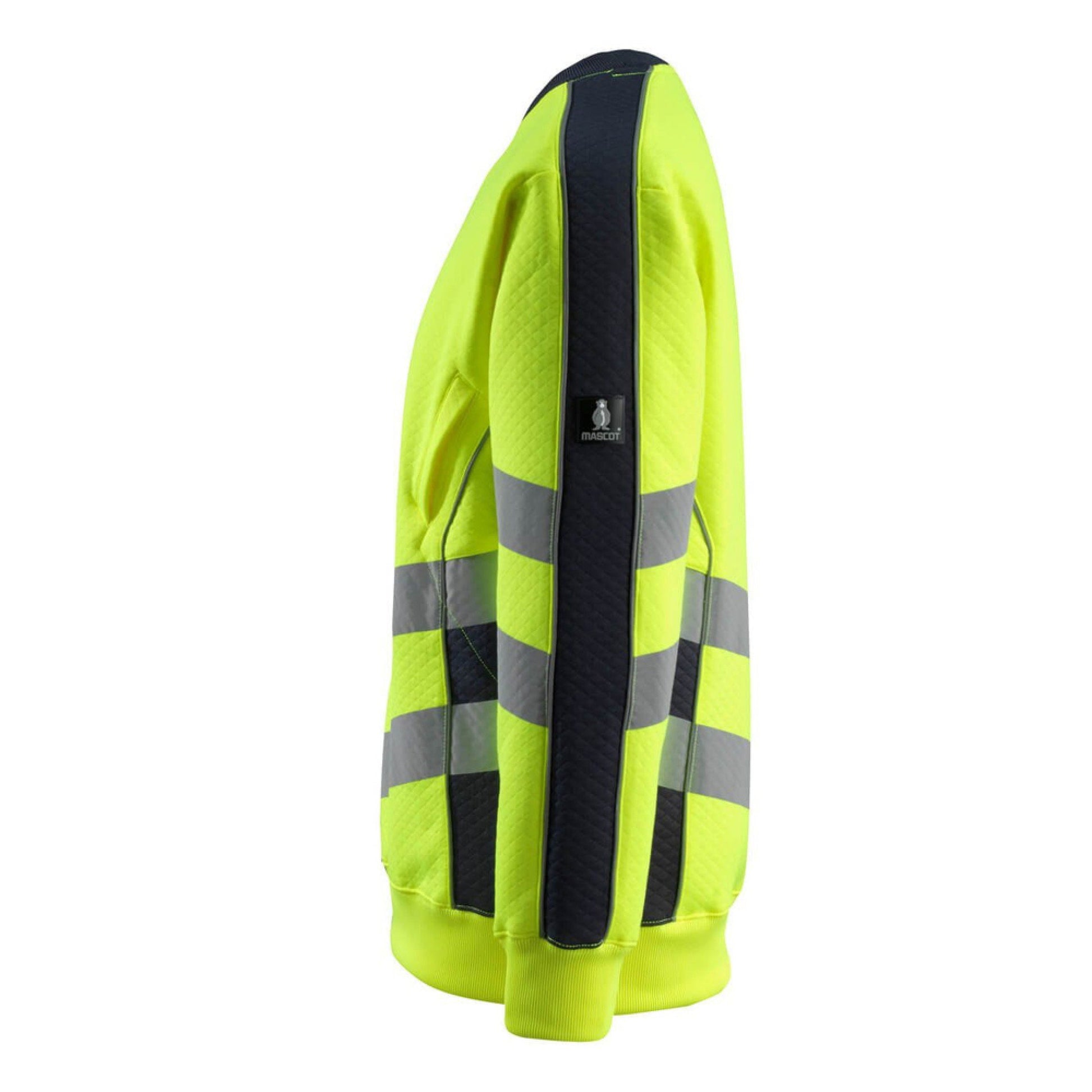 Hi Vis Yellow-Dark Navy - Side - Mascot Mens Safe Supreme Safety Sweatshirt