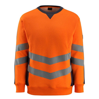 Hi Vis Orange-Dark Navy - Front - Mascot Mens Safe Supreme Safety Sweatshirt
