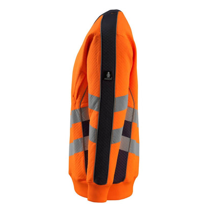 Hi Vis Orange-Dark Navy - Side - Mascot Mens Safe Supreme Safety Sweatshirt