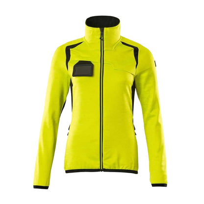 Hi Vis Yellow-Black - Front - Mascot Womens-Ladies Accelerate Safe High-Vis Fleece Jacket