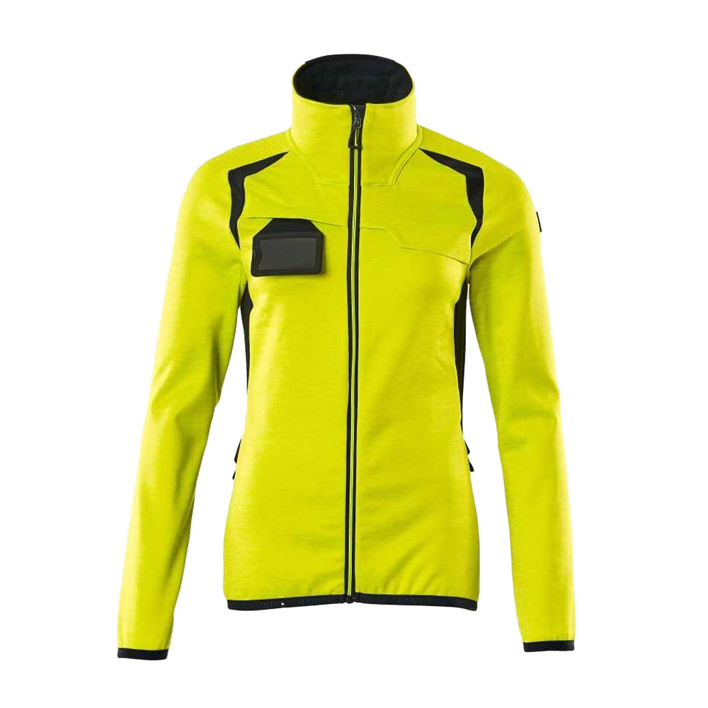 Hi Vis Yellow-Dark Navy - Front - Mascot Womens-Ladies Accelerate Safe High-Vis Fleece Jacket