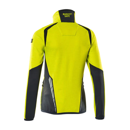 Hi Vis Yellow-Dark Navy - Back - Mascot Womens-Ladies Accelerate Safe High-Vis Fleece Jacket