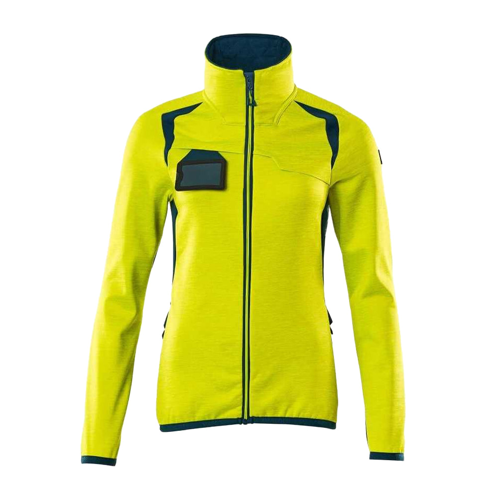 Hi Vis Yellow-Dark Petroleum - Front - Mascot Womens-Ladies Accelerate Safe High-Vis Fleece Jacket