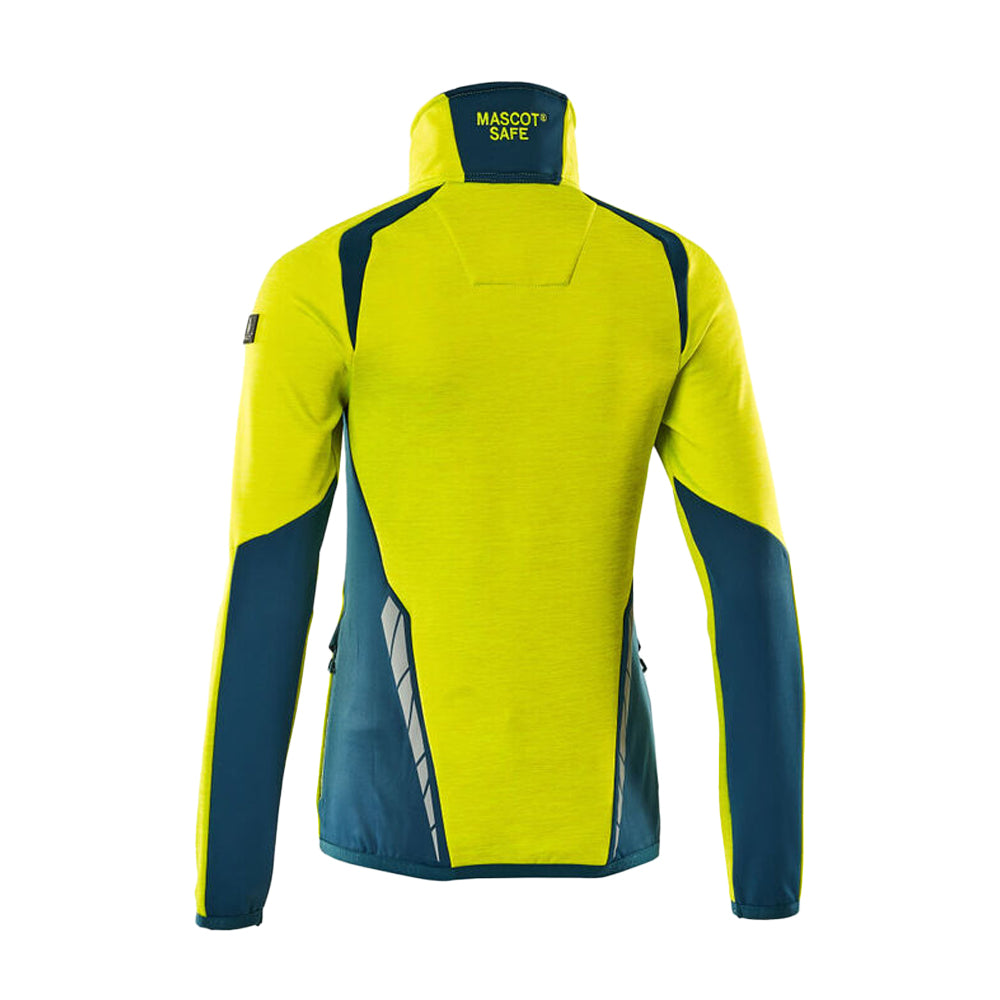 Hi Vis Yellow-Dark Petroleum - Back - Mascot Womens-Ladies Accelerate Safe High-Vis Fleece Jacket