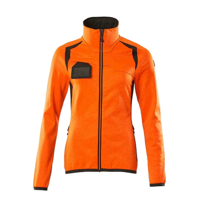 Hi Vis Orange-Dark Anthracite - Front - Mascot Womens-Ladies Accelerate Safe High-Vis Fleece Jacket