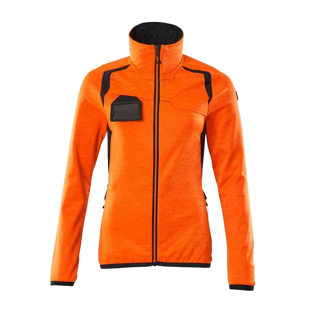 Hi Vis Orange-Dark Navy - Front - Mascot Womens-Ladies Accelerate Safe High-Vis Fleece Jacket