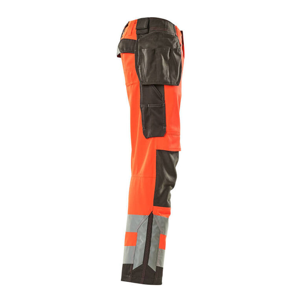 Hi Vis Red-Dark Anthracite - Side - Mascot Mens Safe Supreme Wigan Hi-Vis Holster Pocket Work Trousers