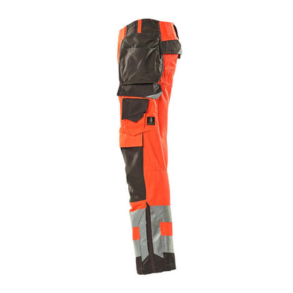 Hi Vis Red-Dark Anthracite - Lifestyle - Mascot Mens Safe Supreme Wigan Hi-Vis Holster Pocket Work Trousers