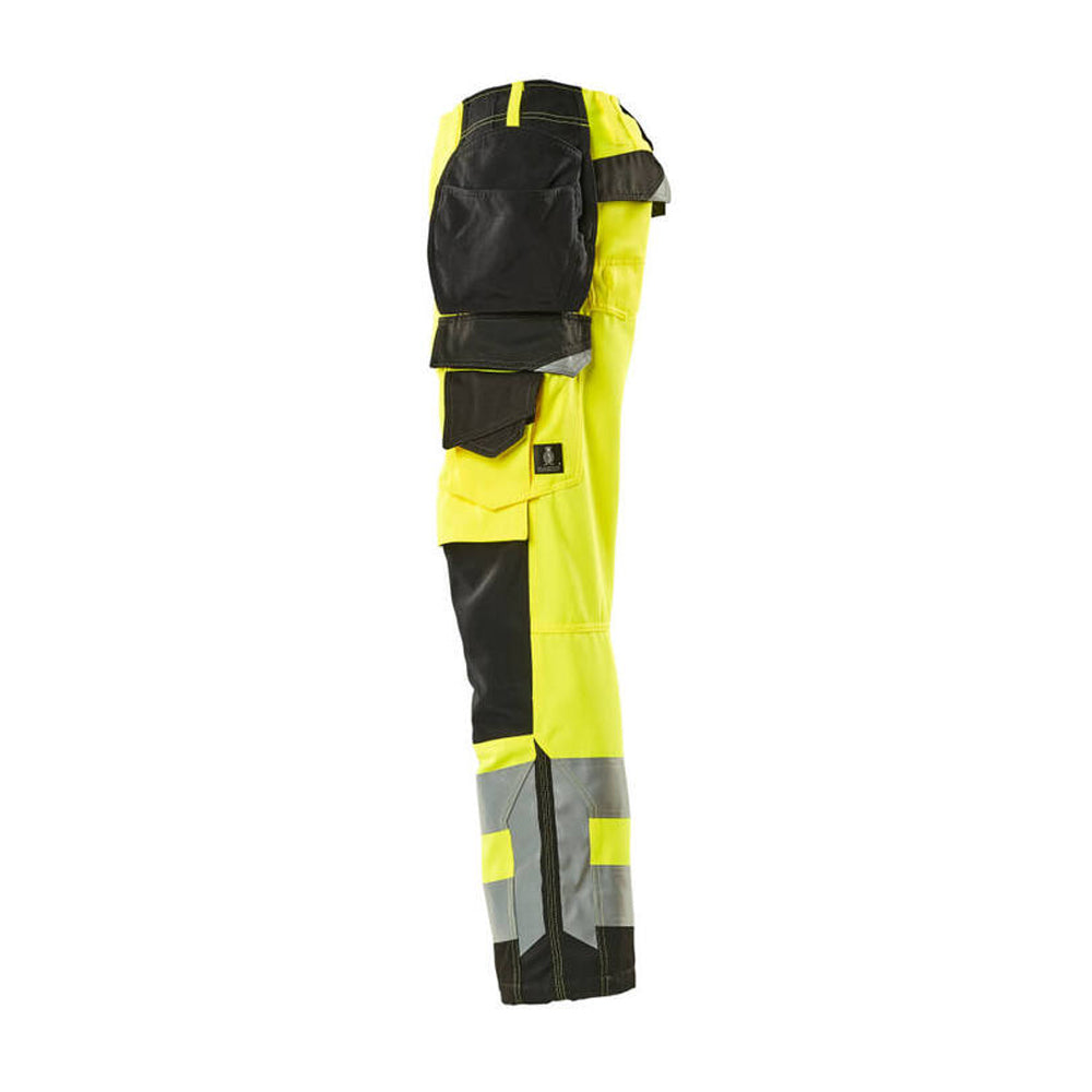 Hi Vis Yellow-Black - Lifestyle - Mascot Mens Safe Supreme Wigan Hi-Vis Holster Pocket Work Trousers